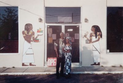 Blacknificent couple outside